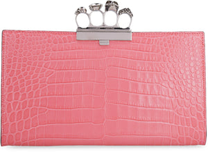 Croco-print leather clutch-1